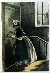 Illustration av Henri Boutet, för "Francines muff" (Le Manchon de Francine) av Louis-Henri Murger, även känd som Henri Murger; (1822-1861), fransk romanförfattare och poet.
