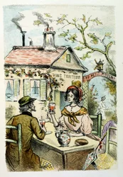 Illustration av Henri Boutet, för "Francines muff" (Le Manchon de Francine) av Louis-Henri Murger, även känd som Henri Murger; (1822-1861), fransk romanförfattare och poet.