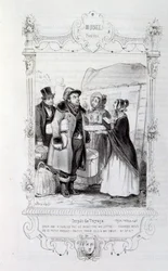 Illustration som visar "regn" av Henri Boutet 1895 (gravyr)