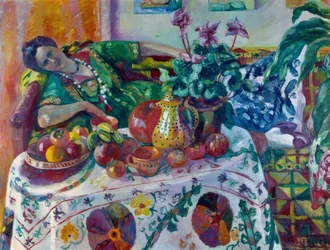 Jeanne liggande på en soffa, eller La petite odalisque