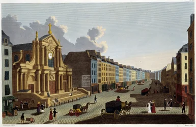 Saint-Roch Church, cirka 1820 - i ""Views of Paris"" av Courvoisier