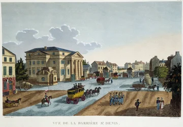 La barriär Saint-Denis, cirka 1827 - i "Vues de Paris" av Courvoisier