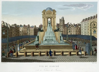 The Fountain of the Innocents, cirka 1820 - i ""Views of Paris"" av Courvoisier 1827