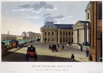 Palace of Fine Arts and Institute, cirka 1820 - i ""Views of Paris"" av Courvoisier