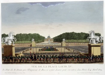 Place Louis XV (av Concorde), omkring 1820 i "" Vues de Paris"" av Courvoisier 1827