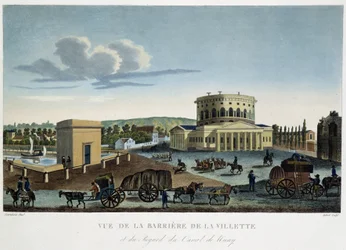 Utsikt över Barrier de la Villette - i "" Utsikt över Paris, cirka 1810: Les Barriers de Paris "" av Courvoisier