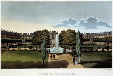 Utsikt över Place Royale (Place des Vosges) - Paris av Courvoisier
