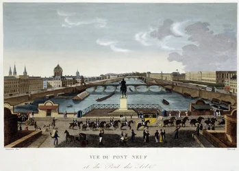 Utsikt över den nya bron - i "" Vues de Paris"" av Courvoisier