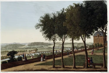 Utsikt tagen från terrassen på St Germain en Laye - i "" Vues de Paris"" av Courvoisier