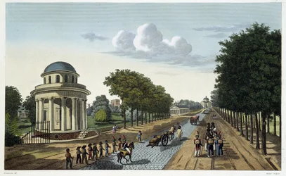 Utsikt över Monceau-trädgården - i "" Views of Paris"" av Courvoisier