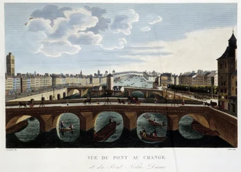 Utsikt över Pont au Change - i ""Views of Paris"" av Courvoisier