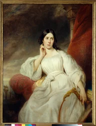 Porträtt av Maria Garcia kallad Malibran (1808-1836) sångerska i rollen som Desdemone för Othello”” av Gioachino Rossini”” Målning av Henri Decaisne (1799-1852) 1830 Dim. 1,38 x 1,05 m. Paris. Carnavalet Museum