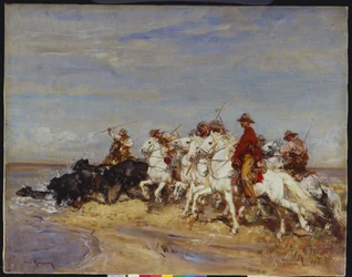 Rounding Up the Cattle (olja på duk)