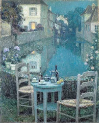 Litet bord i kvällsskymningen av Le Sidaner, Henri (1862-1939)
