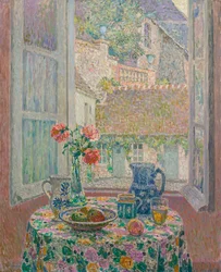 Bord med utsikt över innergården - Målning av Henri Le Sidaner (1862-1939)