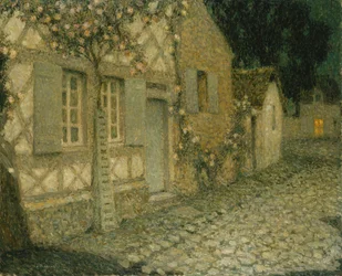 Trädgårdsmästarens hus i månskenet, Gerberoy; Moonlight Gardener