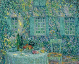 Bordet. Solen på löven, Gerberoy - Peinture de Le Sidaner, Henri (1862-1939)