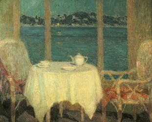 Terrassen framför bukten St Tropez