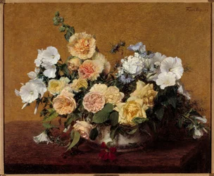 Blombukett Målning av Henri Fantin Latour (Fantin-Latour