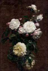 Vita rosor. Målning av Henri Fantin-Latour (Fantin Latour