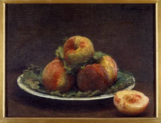 En tallrik med peches Målning av Henri Fantin Latour (Fantin-Latour