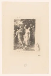 Bacchanter dansar och gör musik Bacchus Dikter av André Chénier (serietitel) Illustrations pour les Poésies d