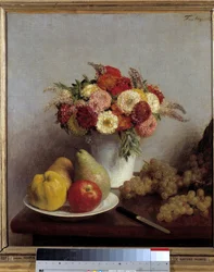 Blommor och fruktmålning av Henri Fantin Latour (Fantin-Latour