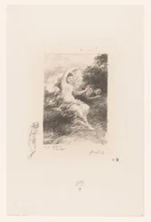 Lydé vakar över sin sovande älskare Lyde Dikter av André Chénier (serietitel) Illustrations pour les Poésies d