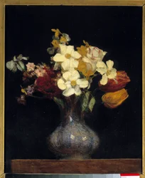 Narcisser och tulpaner Målning av Henri Fantin Latour (Fantin-Latour