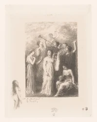 Negen muzen van de Olympus Frontispice: The Blind Gedichten van André Chénier (serietitel) Illustrationer till André Chéniers dikter (serietitel)