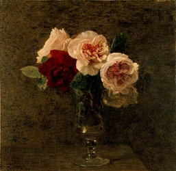 Stilleben: rosa och röda rosor, 1886