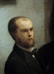 Bordshörn, Detalj. Porträtt av poeten Paul Verlaine. Målning av Henri Fantin Latour (Fantin-Latour