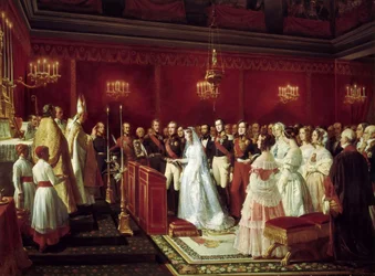 Äktenskap mellan prinsessan Victoria av Saxe-Coburg och prins Louis, hertigen av Nemours i Saint-Cloud, 27 apr.