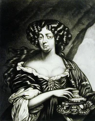 Porträtt av Lady Sophia Bulkeley (fl.1688) graverad av Robert Dunkarton (1744-c.1817) från Illustrious Characters in British History (mezzotint)