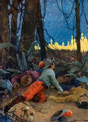 Representation av El Dorado (El Dorado eller Eldorado) ett legendariskt guldcitat som lockade européer på 1500- och 1600-talen och uppstod vid tiden för erövrarna av den nya världen av conquistadorerna på 1500-talet (Myten om El Dora