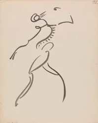 Dansande figur, i profil