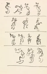 Fyra register över fjorton dansande figurer