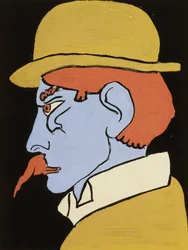 Man med mustasch, profil, ca 1911-12