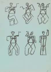 Sex studier av dansande figurer