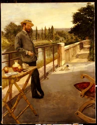 En elegant man på en terrass, 1885