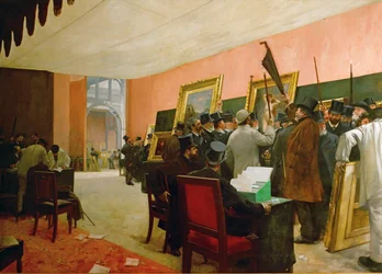 En målningsjurysession på Salon des Artistes francais (målning på duk)