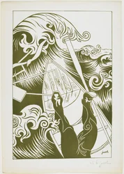 La Vague (Vågen) 1894 (litografi med olivgrönt bläck)
