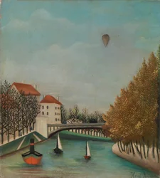 Flodscen med ballong