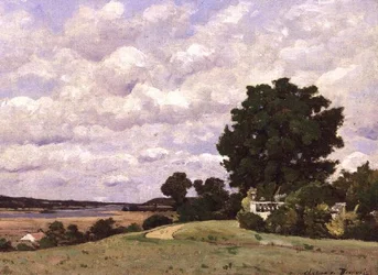 Landskap med flod från trädgården vid Chateau de Beauvoir