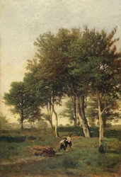 Landskap med två pojkar som bär ved, 1894