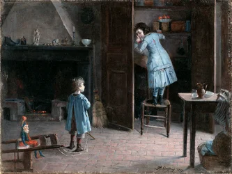 Barn i ett interiör, 1907