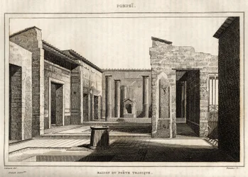 Den tragiska poetens hus, i Pompei, gravyr av Labrouste