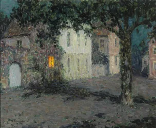 Moonlit City Square i Cherbourg, ca 1934