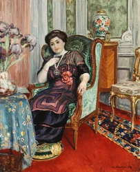 En kvinna sittande i en fåtölj, 1911