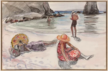 Crozon halvön, Portzic Beach; Crozon-halvön, Portzic-stranden, 1924